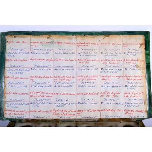 368 - A VERY RARE EARLY 20TH CENTURY CARVED MALACHITE CRYSTAL SPECIMAN BOX contained within a faux book an... 