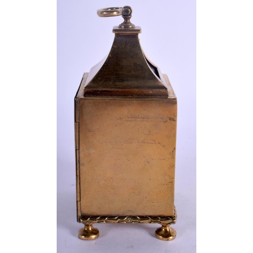 379 - AN ANTIQUE SILVER GILT AND TORTOISESHELL TRAVELLING CLOCK decorated with roundels. 346 grams. 12.5 c... 