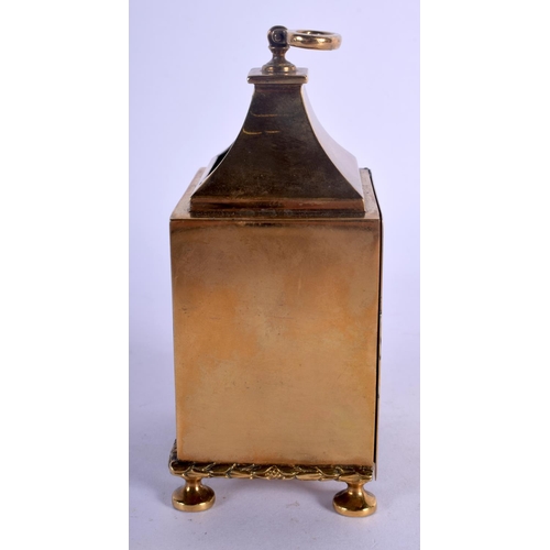 379 - AN ANTIQUE SILVER GILT AND TORTOISESHELL TRAVELLING CLOCK decorated with roundels. 346 grams. 12.5 c... 