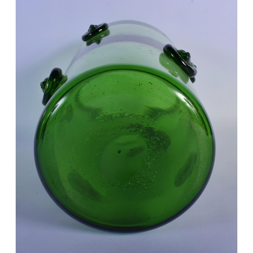 38 - A LARGE BRITISH GREEN GLASS VASE possibly by Powell. 35 cm high.