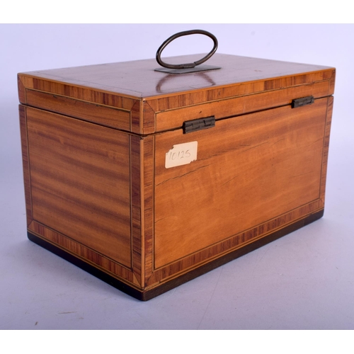 387 - A GEORGE III SATINWOOD TEA CADDY. 19 cm x 12 cm.