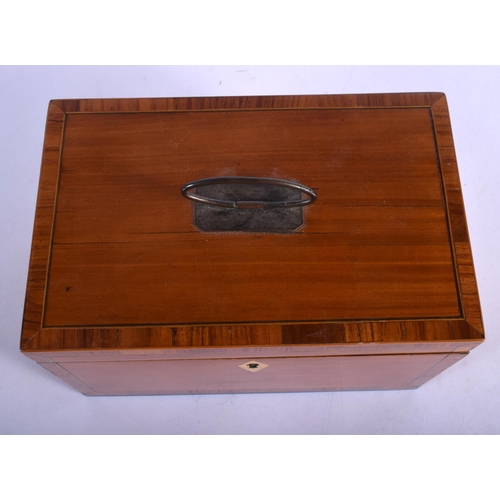 387 - A GEORGE III SATINWOOD TEA CADDY. 19 cm x 12 cm.