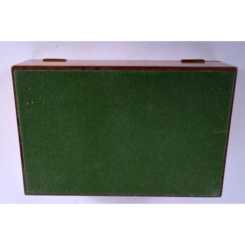 388 - A GEORGE III RECTANGULAR SATINWOOD CARD BOX inset with a shell. 21 cm x 14 cm.