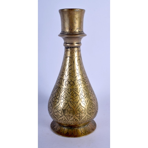 397 - AN 18TH CENTURY MIDDLE EASTERN MUGHAL BRONZE HOOKAH PIPE BASE. 21 cm high.