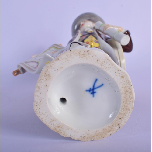 40 - A MEISSEN PORCELAIN FIGURE OF A MAN Cris De Paris, together with a Meissen blue and white dish. Larg... 