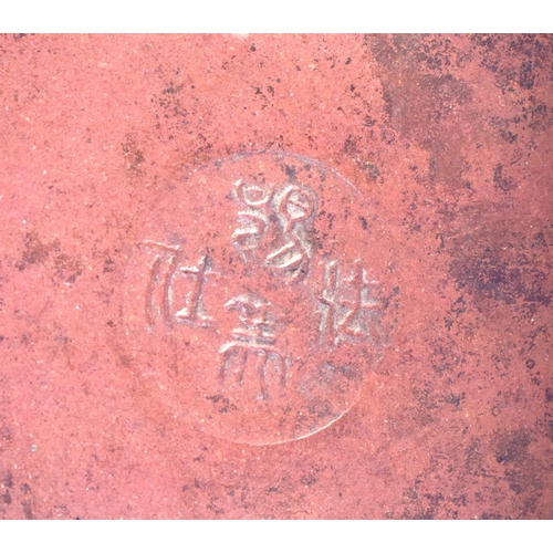 409 - A RARE 19TH CENTURY CHINESE YIXING POTTERY ENAMELLED TEAPOT AND COVER painted with dragons. 19 cm x ... 