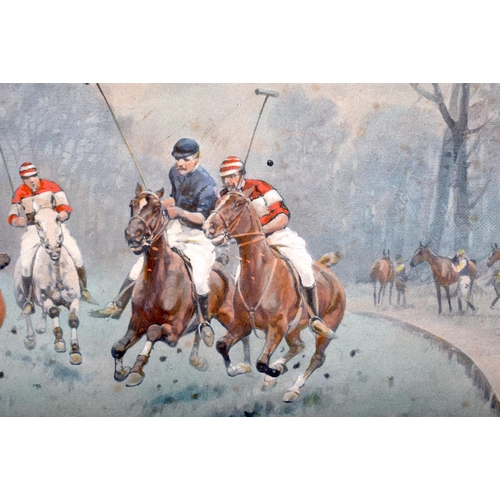 419 - George Wright (1860-1944) Watercolour, Figures playing polo. 36 cm x 22 cm.