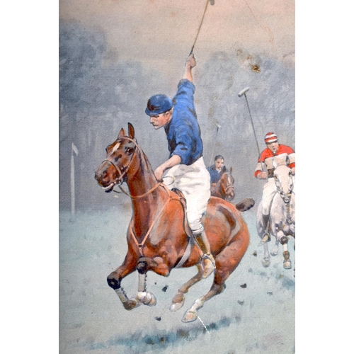 419 - George Wright (1860-1944) Watercolour, Figures playing polo. 36 cm x 22 cm.