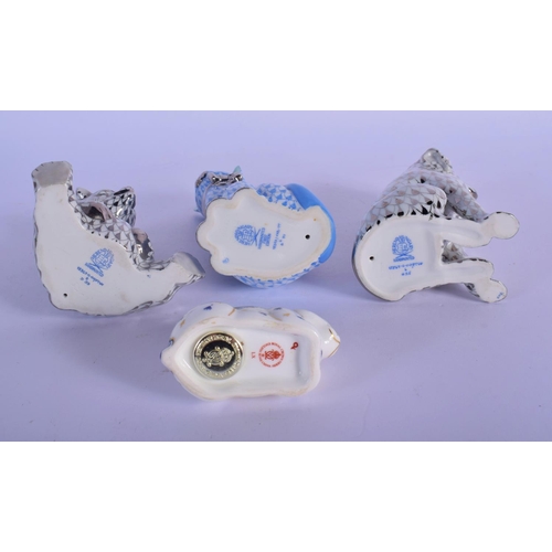 45 - THREE HUNGARIAN HEREND PORCELAIN FIGURES together with a Derby rabbit. (4)