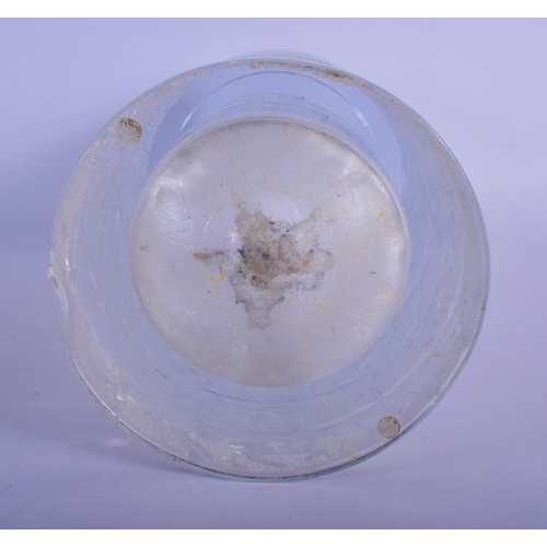 49 - A RARE FRENCH SEVRES CRYSTAL GLASS VASE decorated with bands of horses. 29 cm high.