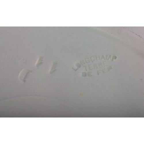 51 - SEVEN ANTIQUE FRENCH MAJOLICA ASPARAGUS PLATES. 24 cm wide. (7)