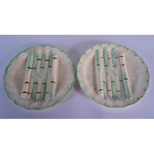 51 - SEVEN ANTIQUE FRENCH MAJOLICA ASPARAGUS PLATES. 24 cm wide. (7)