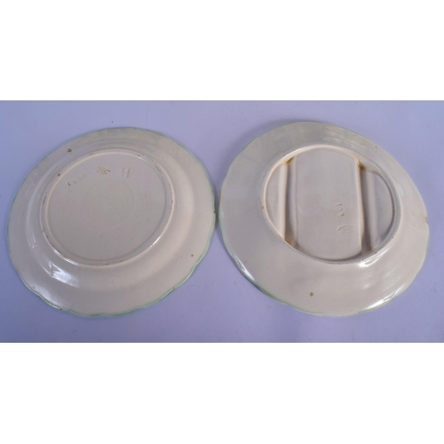 51 - SEVEN ANTIQUE FRENCH MAJOLICA ASPARAGUS PLATES. 24 cm wide. (7)