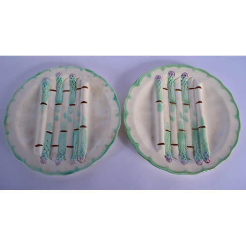 51 - SEVEN ANTIQUE FRENCH MAJOLICA ASPARAGUS PLATES. 24 cm wide. (7)
