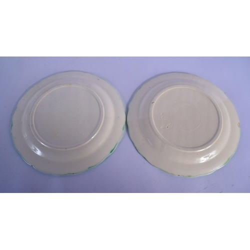 51 - SEVEN ANTIQUE FRENCH MAJOLICA ASPARAGUS PLATES. 24 cm wide. (7)