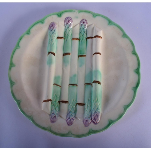 51 - SEVEN ANTIQUE FRENCH MAJOLICA ASPARAGUS PLATES. 24 cm wide. (7)