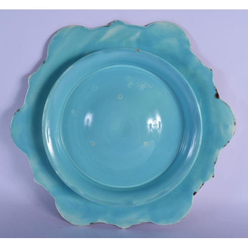 56 - AN ANTIQUE SARREGUEMINES MAJOLICA DISH. 36 cm wide.