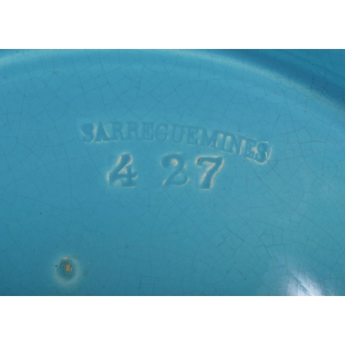 56 - AN ANTIQUE SARREGUEMINES MAJOLICA DISH. 36 cm wide.