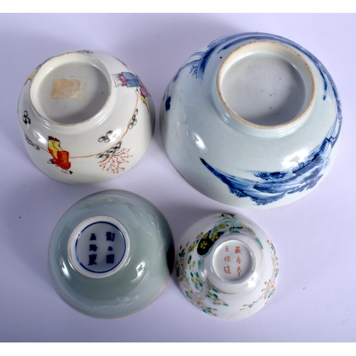 63 - COLLECTION OF CHINESE: A STEM CUP, 6 BOWLS, 3 SAUCERS, 8 TEABOWLS, A BEAKER, A JAR BASE AND A SMALL ... 