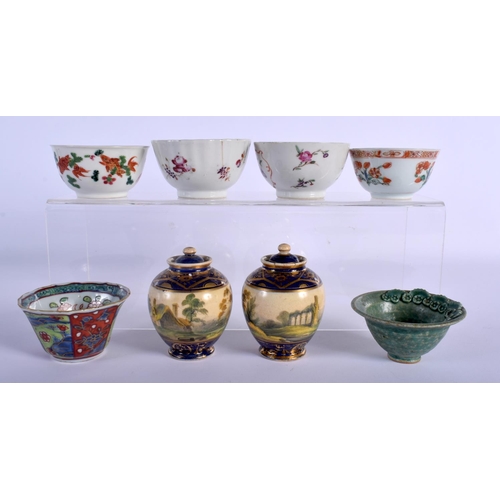 63 - COLLECTION OF CHINESE: A STEM CUP, 6 BOWLS, 3 SAUCERS, 8 TEABOWLS, A BEAKER, A JAR BASE AND A SMALL ... 