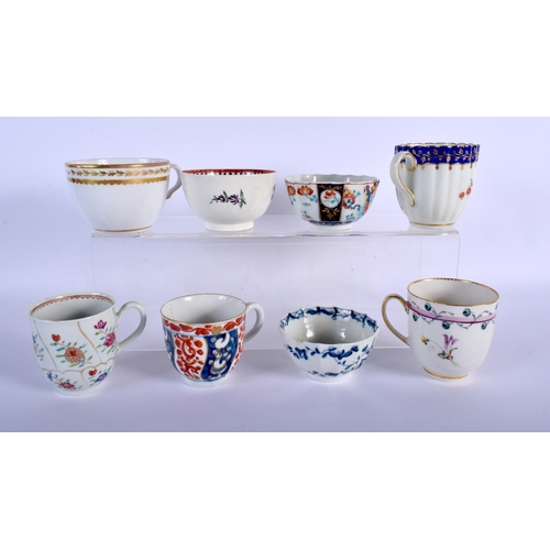 67 - 18TH C. WORCESTER COFFEE CUPS, QUEEN CHARLOTTE PATTERN AND A QUEENS PATTERN BY GILES, TWO CHELSEA DE... 