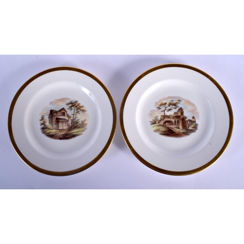 74 - SPODE PAIR OF LANDSCAPE PAINTED PLATE, ONE WITH KIRKHAM PRIORY, YORKSHIRE AND THE OTHER WITH VIEW NE... 