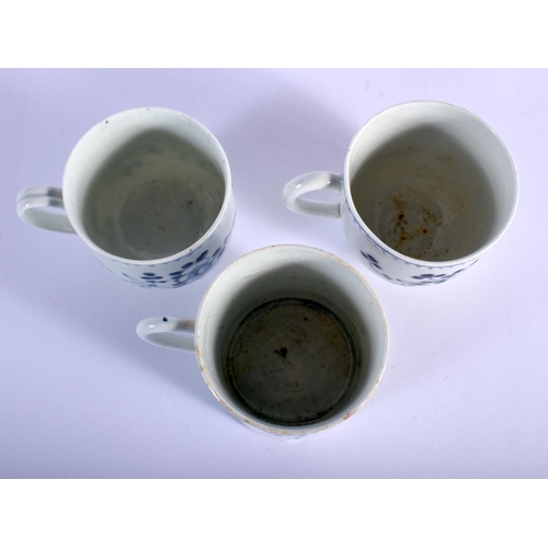 89 - 18TH C. LIVERPOOL WITH THE SAME UNDERGLAZE BLUE PATTERN FROM DIFFERENT FACTORIES, A COFFEE CAN, AND ... 