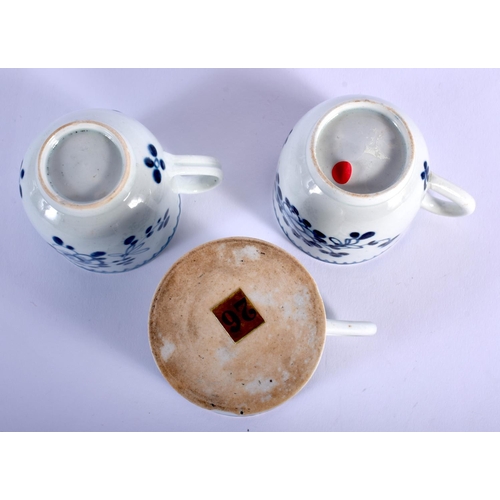 89 - 18TH C. LIVERPOOL WITH THE SAME UNDERGLAZE BLUE PATTERN FROM DIFFERENT FACTORIES, A COFFEE CAN, AND ... 