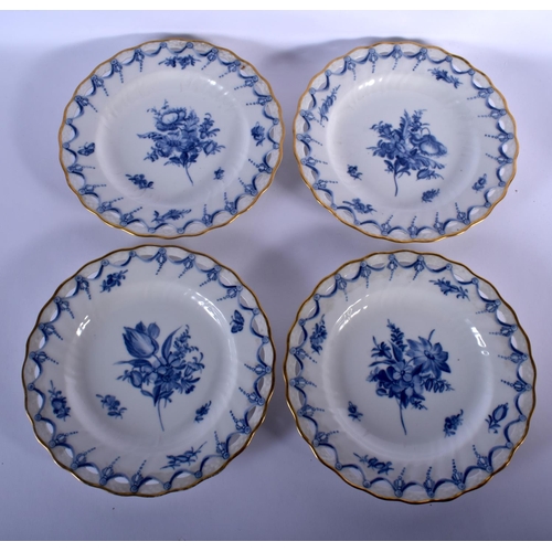 91 - 19TH C. ROYAL COPENHAGEN BLUE AND WHITE PLATES WITH PIERCED BORDER. 23cm diameter