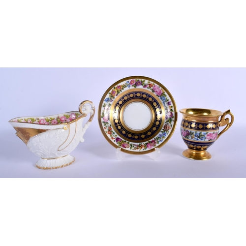 95 - EARLY 19TH C. FEUILLET, RUE DE LA PAIX, PARIS EMPIRE CUP AND SAUCER PAINTED WITH A COLOURFUL FLORAL ... 