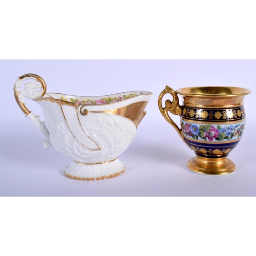 95 - EARLY 19TH C. FEUILLET, RUE DE LA PAIX, PARIS EMPIRE CUP AND SAUCER PAINTED WITH A COLOURFUL FLORAL ... 