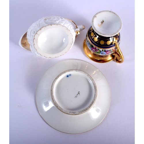 95 - EARLY 19TH C. FEUILLET, RUE DE LA PAIX, PARIS EMPIRE CUP AND SAUCER PAINTED WITH A COLOURFUL FLORAL ... 