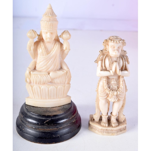 34 - TWO 19TH CENTURY ANGLO INDIAN CARVED IVORY FIGURES each modelled in a buddhistic stance. Largest 11 ... 