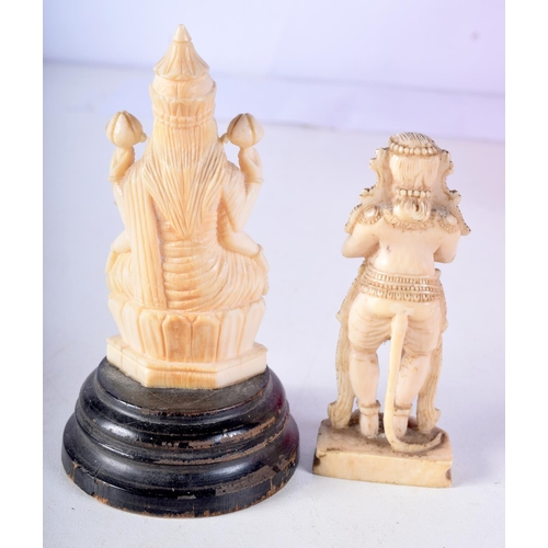 34 - TWO 19TH CENTURY ANGLO INDIAN CARVED IVORY FIGURES each modelled in a buddhistic stance. Largest 11 ... 