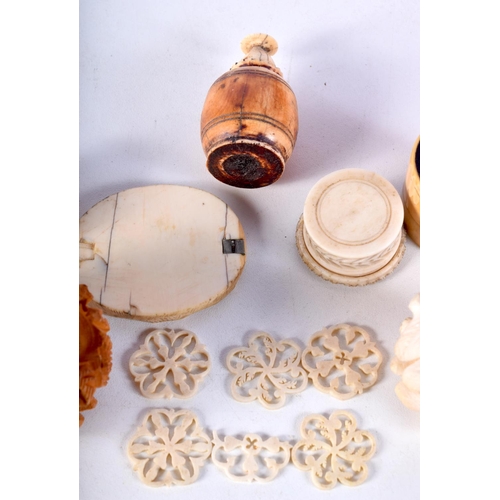 35 - AN ANTIQUE BAVARIAN CARVED IVORY STAG PLAQUE etc. (qty)