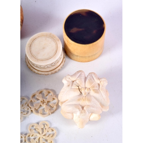 35 - AN ANTIQUE BAVARIAN CARVED IVORY STAG PLAQUE etc. (qty)