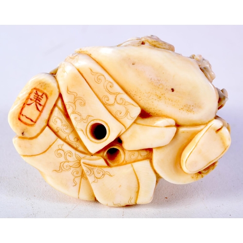 40 - A GOOD 19TH CENTURY JAPANESE MEIJI PERIOD CARVED IVORY NETSUKE modelled as a male with puppets. 5 cm... 