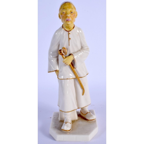 103 - ROYAL WORCESTER FIGURE OF THE CHINAMAN IMPRESSED AND PRINTED GREEN MARK DATE CODE FOR 1881 17.5cm Hi... 