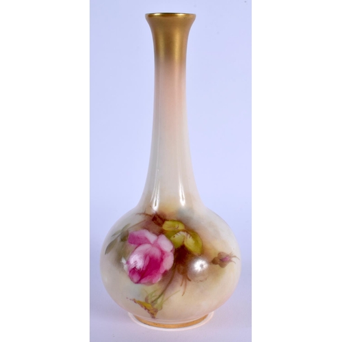105 - ROYAL WORCESTER VASE PAINTED WITH ROSES BY E. M. FILDES, SIGNED DATE CODE FOR 1920 13.5cm High