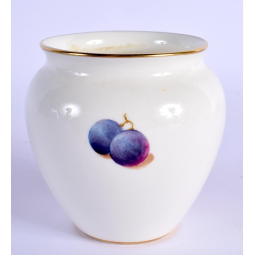 125 - ROYAL WORCESTER VASE PAINTED WITH FRUIT BY LEIGHTON MAYBURY, SIGNED L. MAYBURY, DATED 1954, BLACK MA... 
