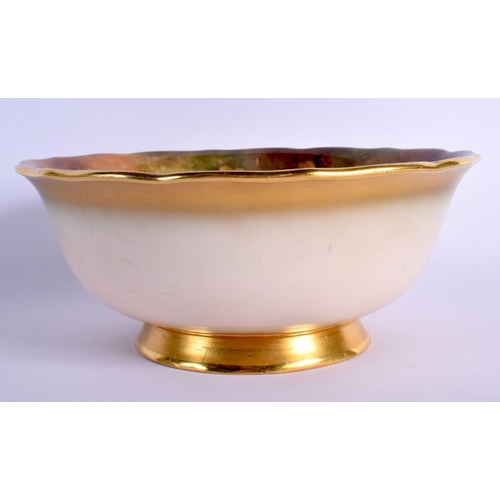 128 - ROYAL WORCESTER FINE BOWL PAINTED WITH FRUIT BY HORACE PRICE, SIGNED H. H. PRICE DATED 1937 8cm High... 