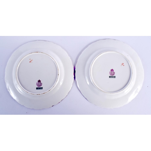 143 - ROYAL WORCESTER PAIR OF SMALL PLATES PAINTED WITH BIRDS DATE MARK 1897 17cm Diameter (Pair)