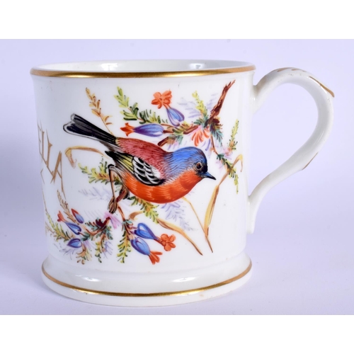 144 - ROYAL WORCESTER MUG PAINTED WITH A ~CHUBBY~ BIRD BY JOHN HOPEWELL, HAVING A RARE ROYAL WORCESTER MAR... 