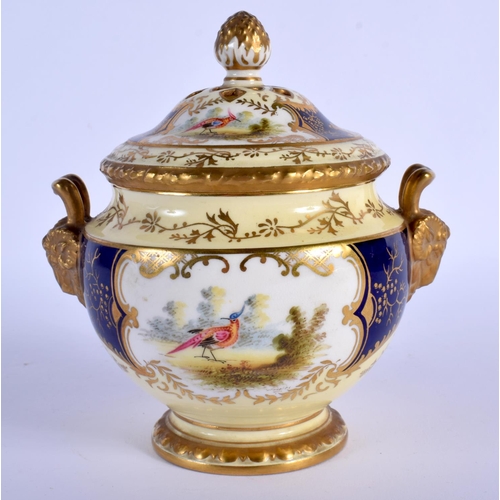 147 - LATE 19TH/EARLY 20TH C. COALPORT POT POURRI VASE AND COVER PAINTED WITH FOUR PANELS EACH HAVING A BI... 