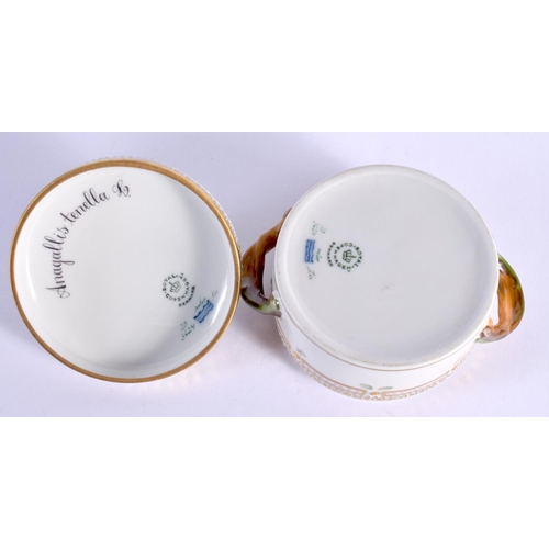 182 - 20TH C. ROYAL COPENH AGEN FLORA DANICA BOTANICAL BUTTER TUB AND COVER 4cm High 8 cm Diameter