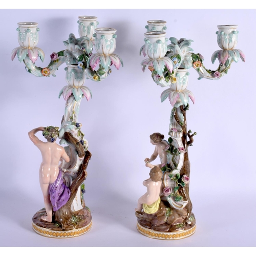 198 - 19TH C. MEISSEN PAIR OF FIGURAL CANDLABRA 36cm High
