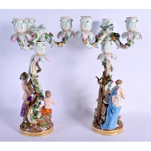 198 - 19TH C. MEISSEN PAIR OF FIGURAL CANDLABRA 36cm High