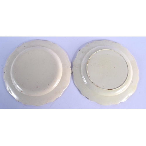 205 - 18TH C. WEDGWOOD CREAMWARE PLATE PRINTED WITH A LANDSCAPE, IMPRESSED WEDGWOOD AND ANOTHER CREAMWARE ... 