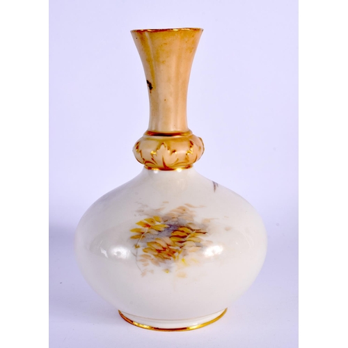 228 - A ROYAL WORCESTER PORCELAIN BULBOUS VASE by Jas Stinton, painted with a pheasant. 14 cm x 6 cm.