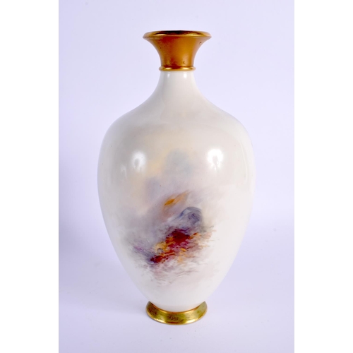 233 - A ROYAL WORCESTER PORCELAIN VASE by Harry Stinton, painted with two highland cattle within landscape... 